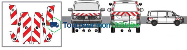 aménagement et accessoire signalisation utilitaire kit de bande réfléchissante volkswagen t6 2015 avec plan mode opératoire