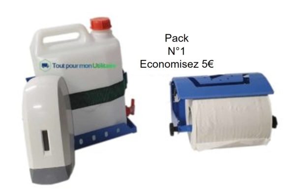 aménagement équipement personnalisation pack hygiène covid avec dérouleur de papier bidon lave main et distributeur de savon gel hydroalcoolique