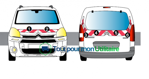 aménagement pour utilitaire et fourgon bande réfléchissante pour Citroen Berlingo 2013 hayon face avant arrière