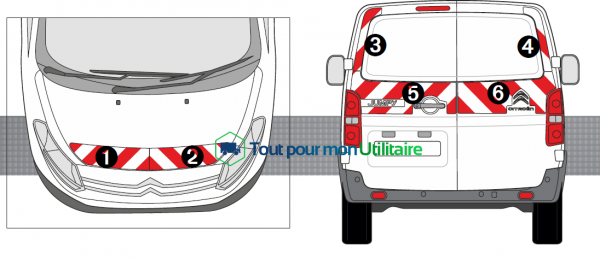 aménagement pour utilitaire et fourgon bande réfléchissante pour Citroen Jumpy 2016 photo avant et arrière