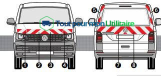 aménagement et accessoire signalisation utilitaire kit de bande réfléchissante volkswagen t6 2015