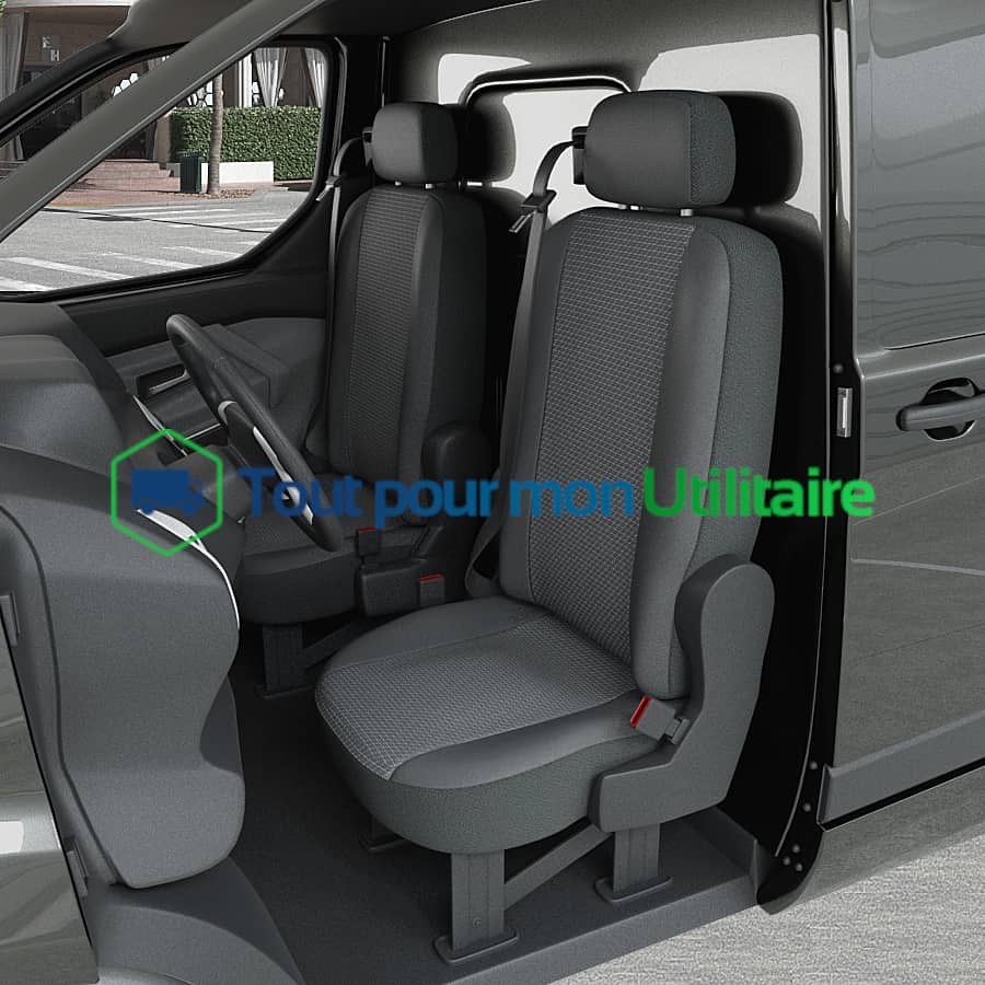 image housse de siège en tissu et simili cuir pour Citroen Jumpy 2016+ siège conducteur + siege passager