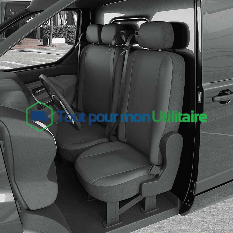 image matière matière housse de siège en simili cuir pour Citroen Jumpy 2016+ 1 siège conducteur + banquette 2 places compatible airbag et accoudoir