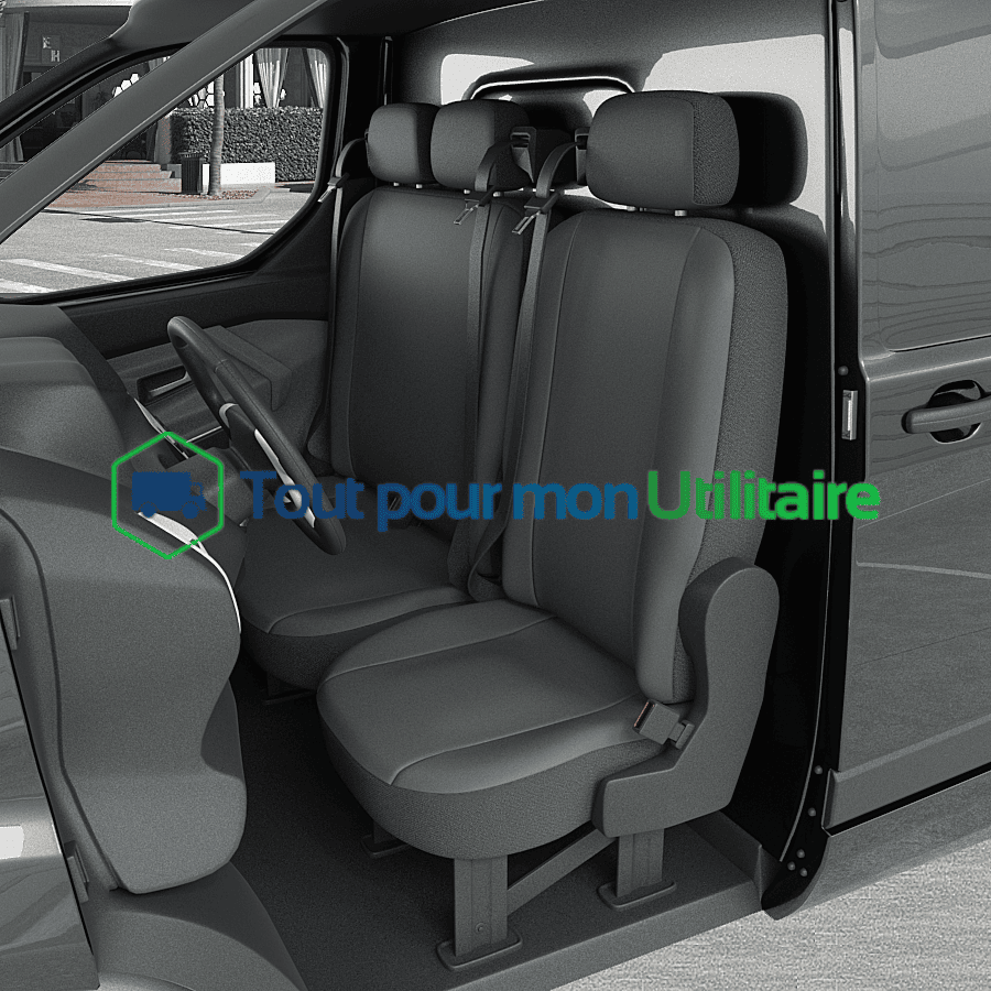 image matière housse de siège en simili cuir pour Citroen Jumpy 2006+ 1 siège conducteur + banquette 2 places compatible accoudoir