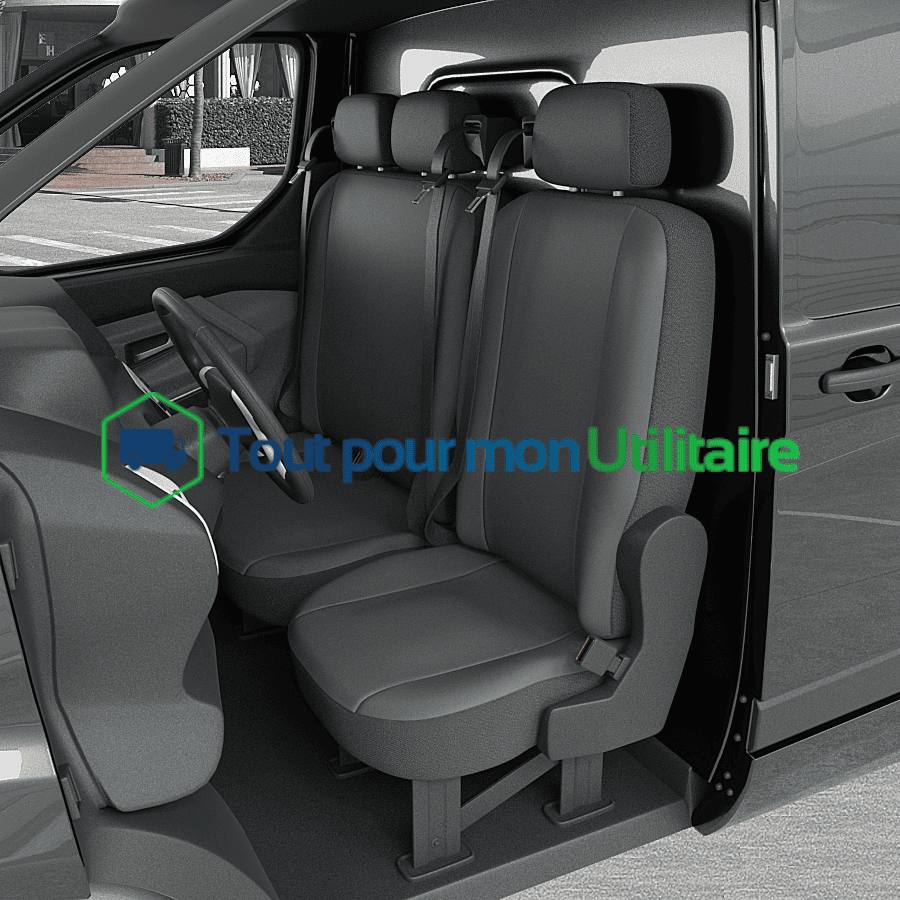image matiere housse de siège en simili cuir pour Renault Trafic 2003-2014 1 siège conducteur + banquette 2 places